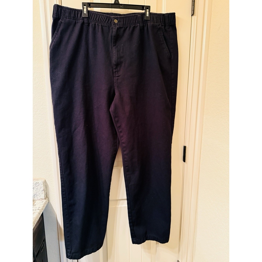 Harbor Bay Men 2XL Elastic Waist Cotton Twill Casual Pants Black 2XL/34 Comfort